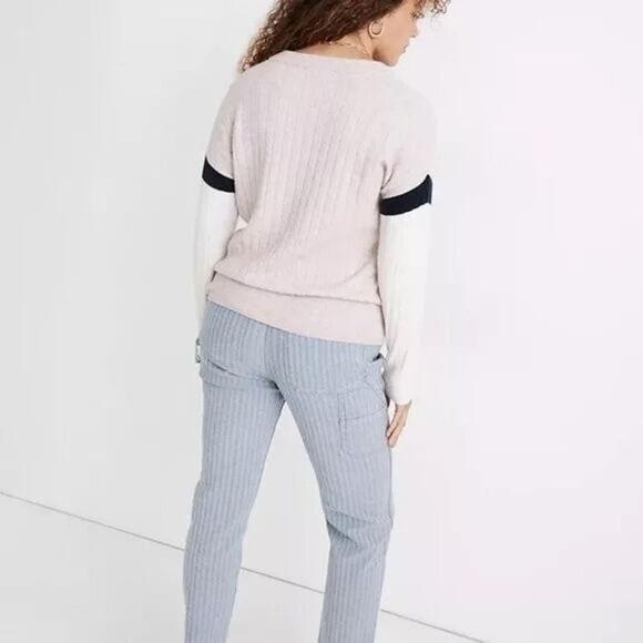 Madewell Merino & Alpaca Wool Bowden Henley Knit Sweater Size Small Pastel - Picture 3 of 10